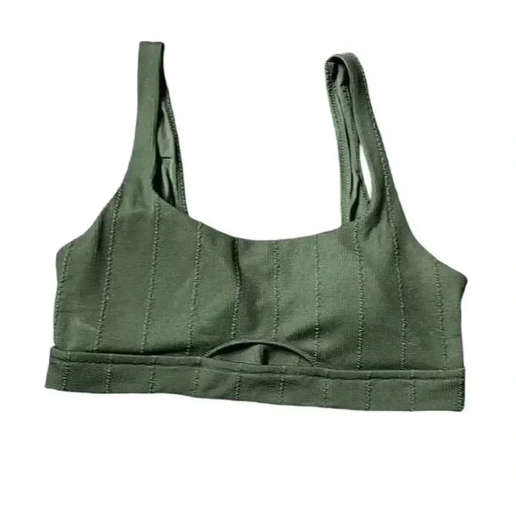 aerie Other - Aerie Scoop Ribbed Army Green Cutouts Athletic Bralette Top Size XL